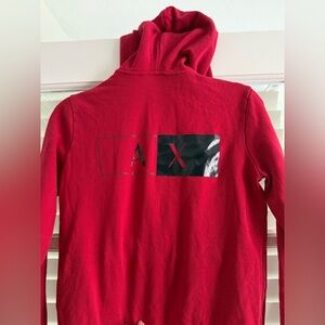 Armani Exchange Red Zip-Up Hoodie